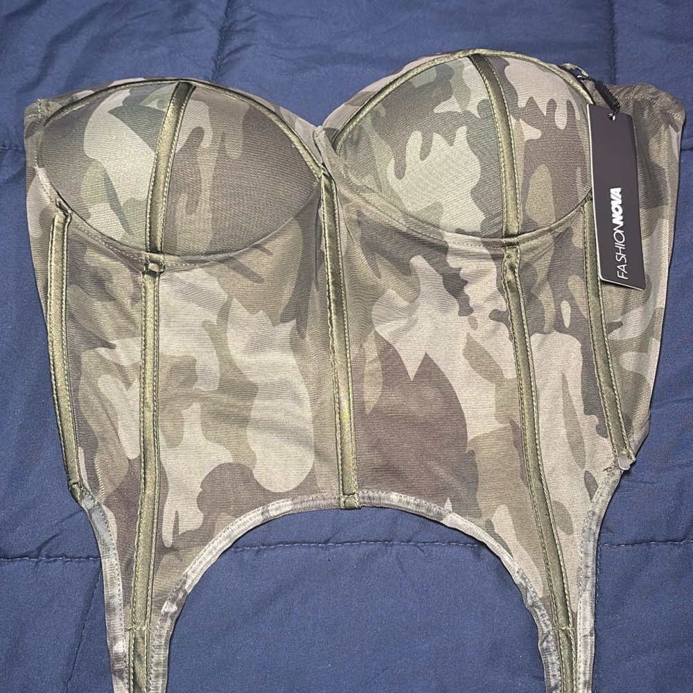 Fashion Nova Green Camouflage Bustier